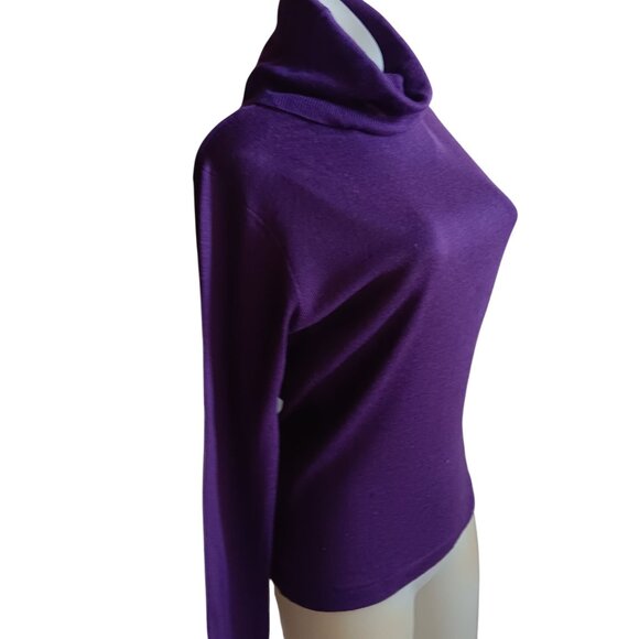 Women's Medium Vintage Purple Turtleneck Sweater Sheridan Creations Wool Blend - Picture 4 of 6